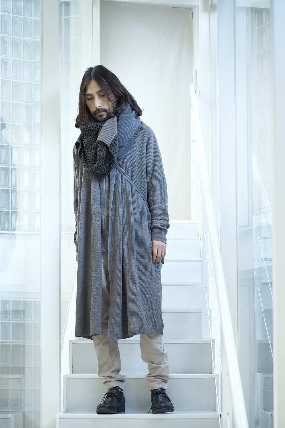 Long cardigan merino wool Gray