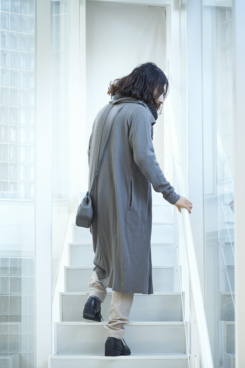 Long cardigan merino wool Gray