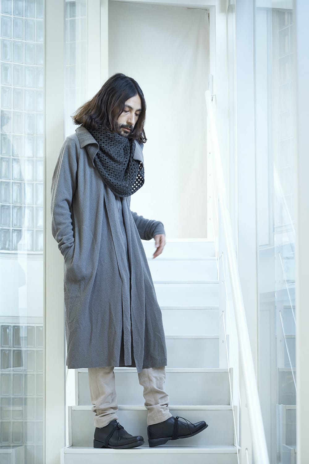 Long cardigan merino wool Gray