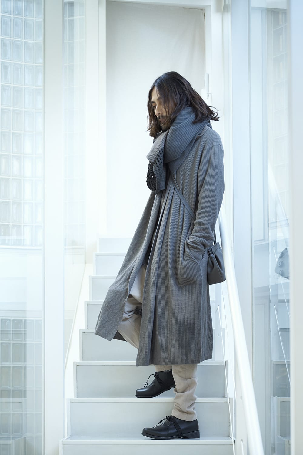 Long cardigan merino wool Gray