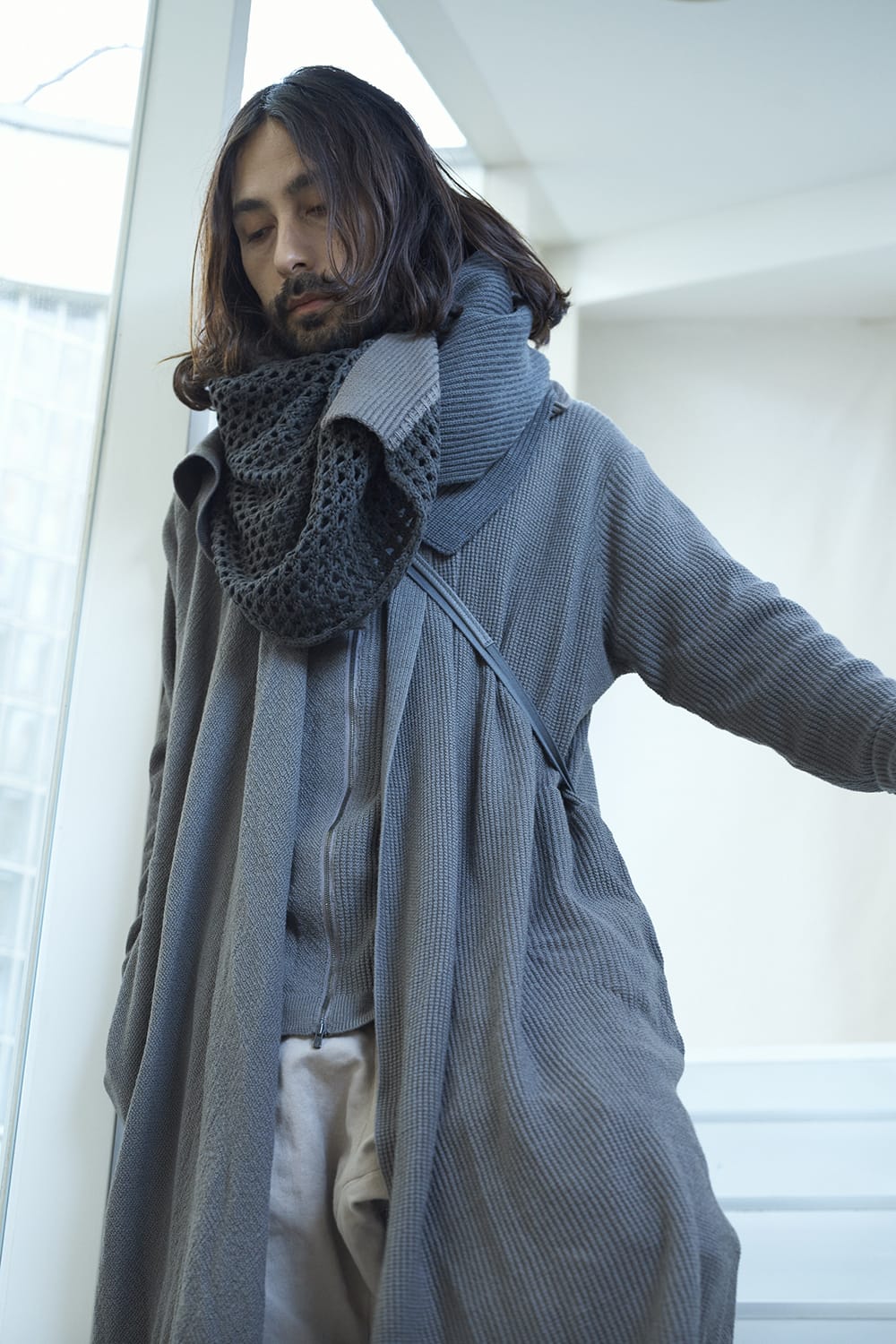 Long cardigan merino wool Gray