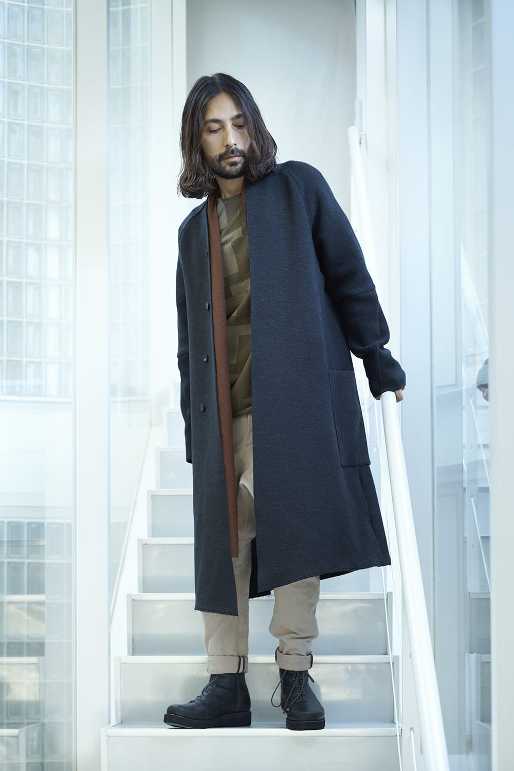 Long cardigan merino wool Camel