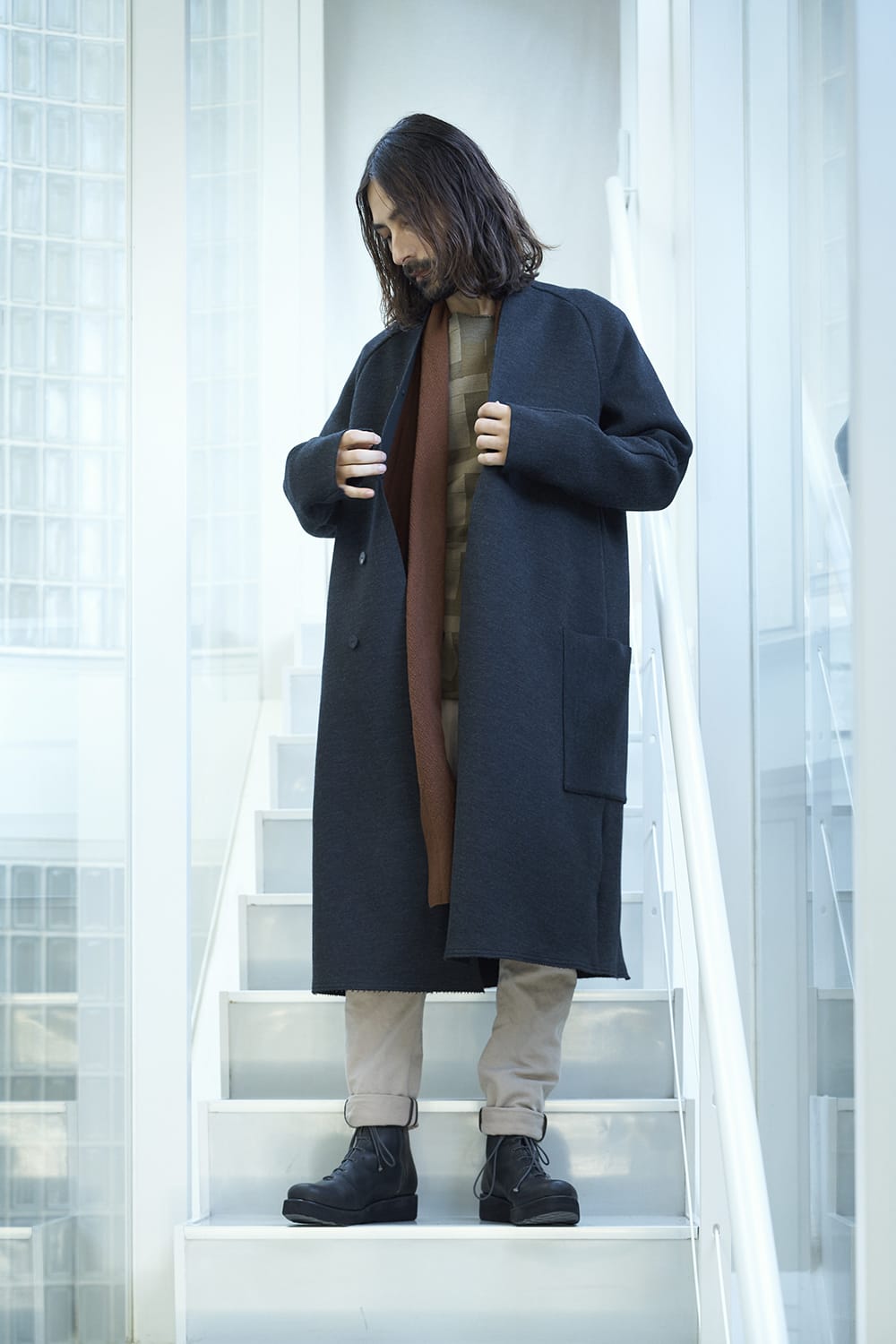 Long cardigan merino wool Camel