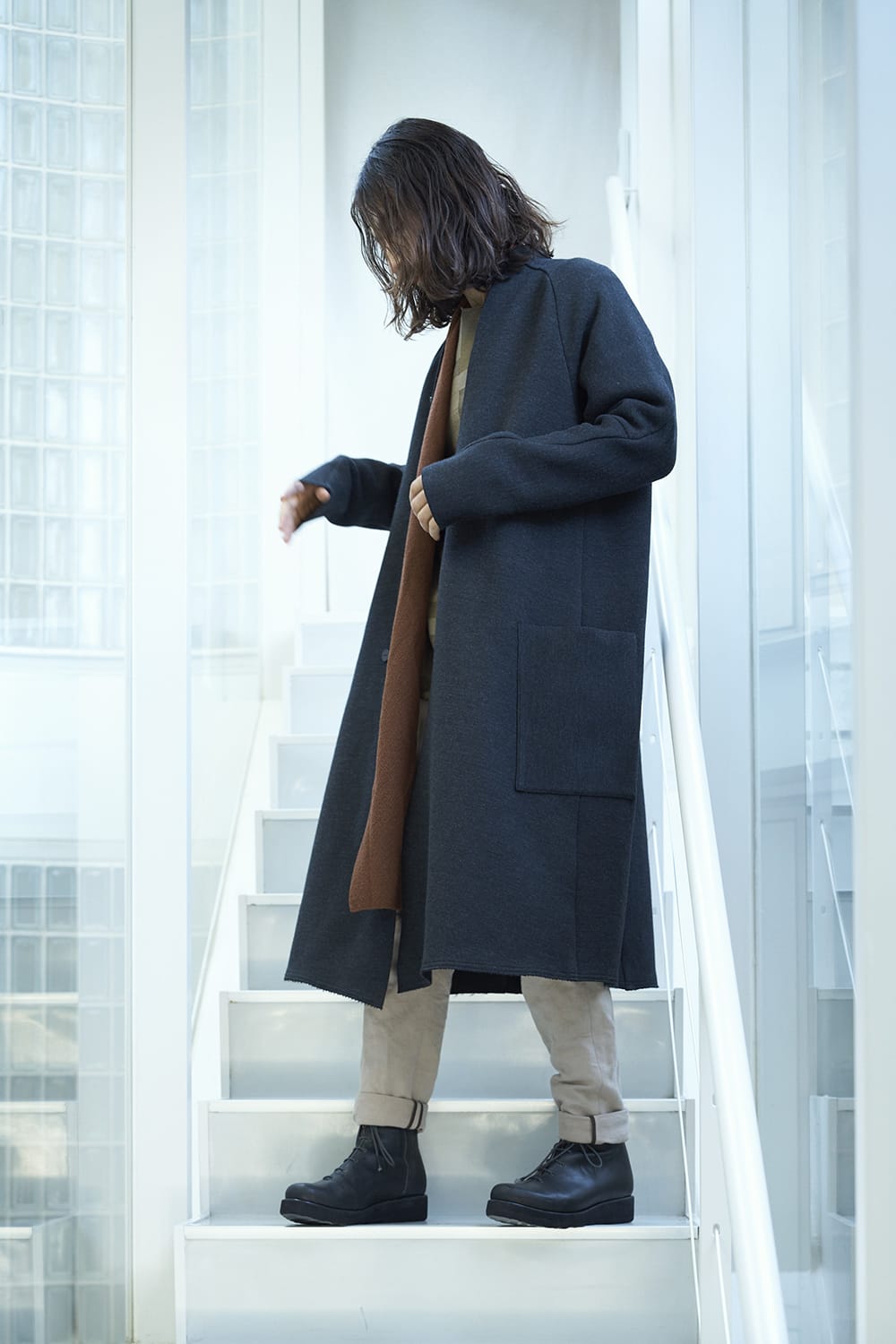 Long cardigan merino wool Camel