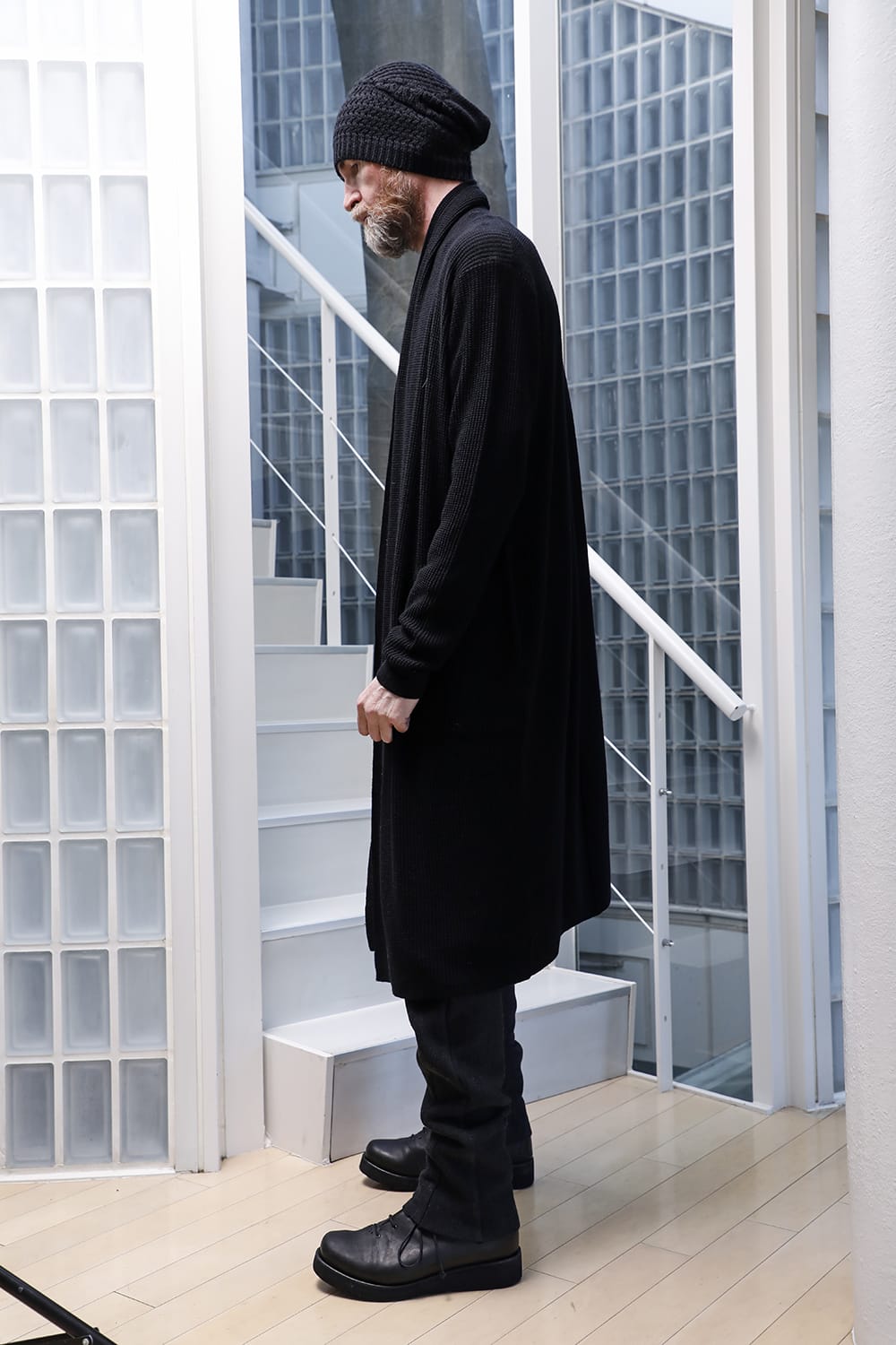 Long cardigan merino wool Black