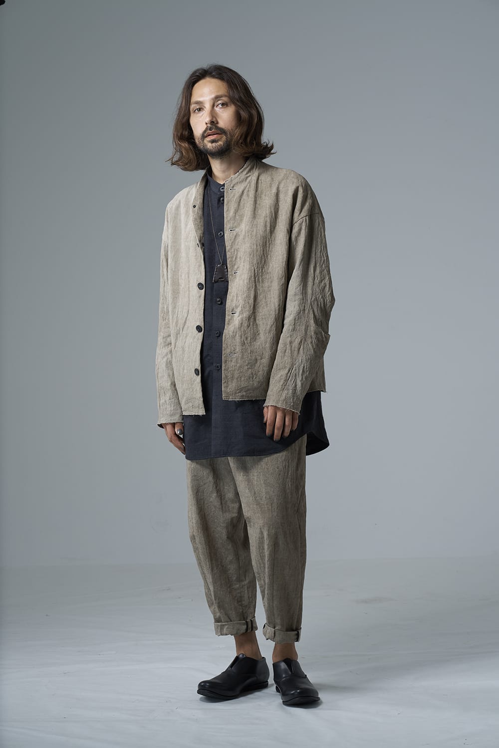 Jacket cotton / linen cold dyed