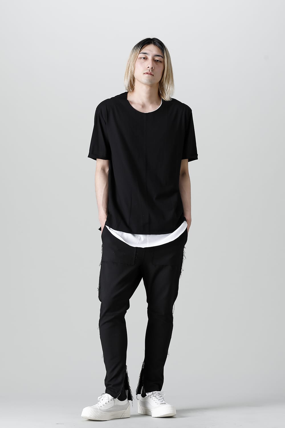 Layered Cutsew 5th(C-Neck Oversize) Black/White