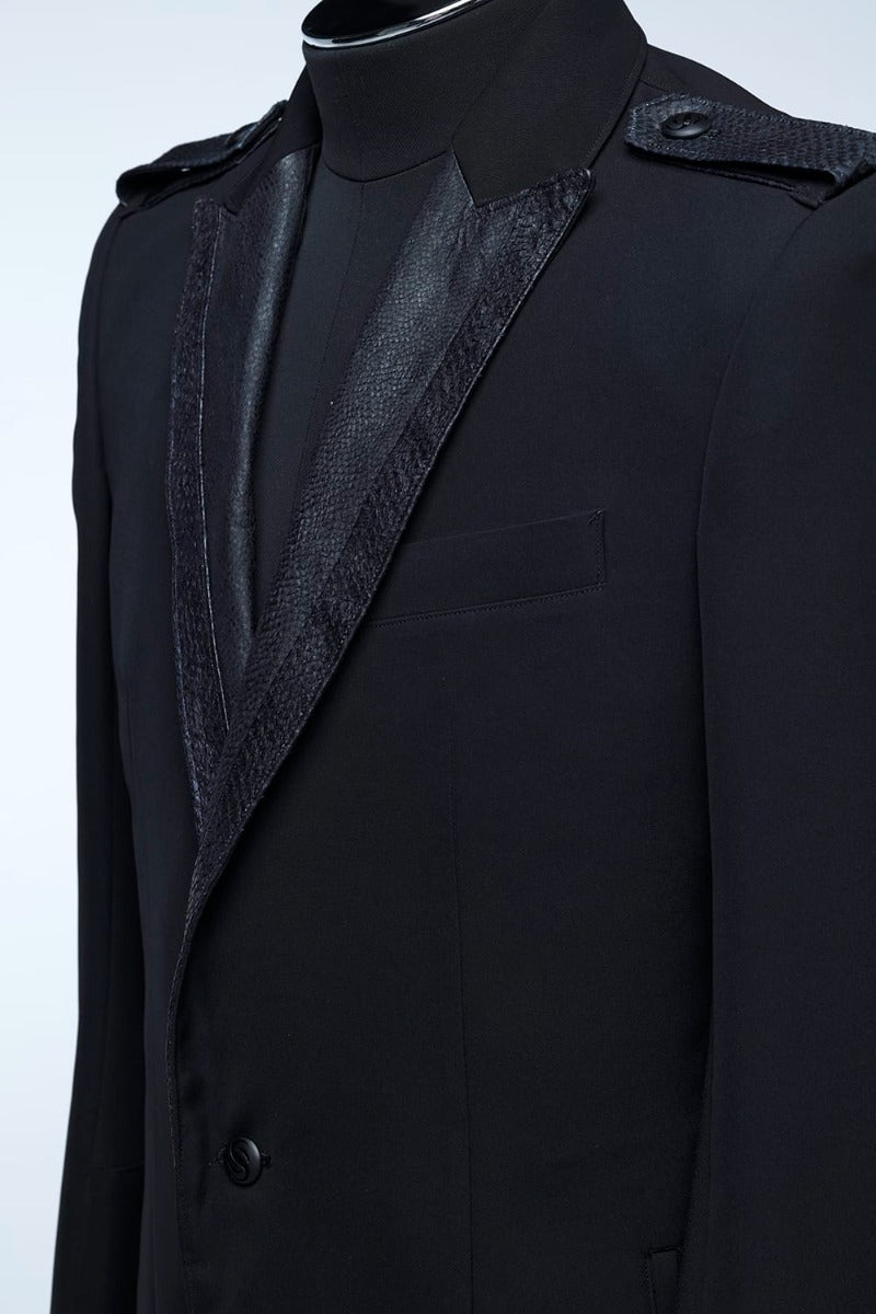 Fish Leather Lapel Jacket