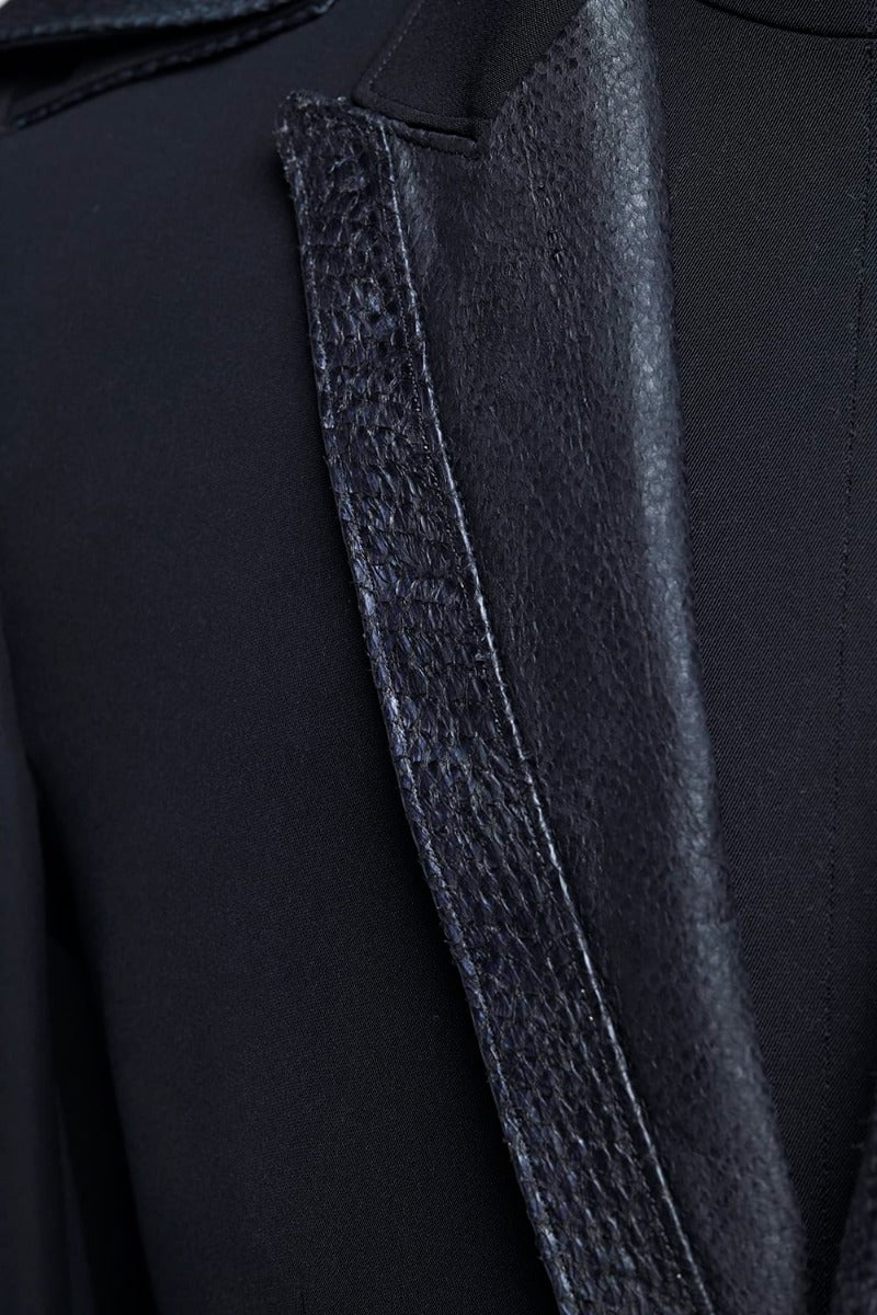 Fish Leather Lapel Jacket