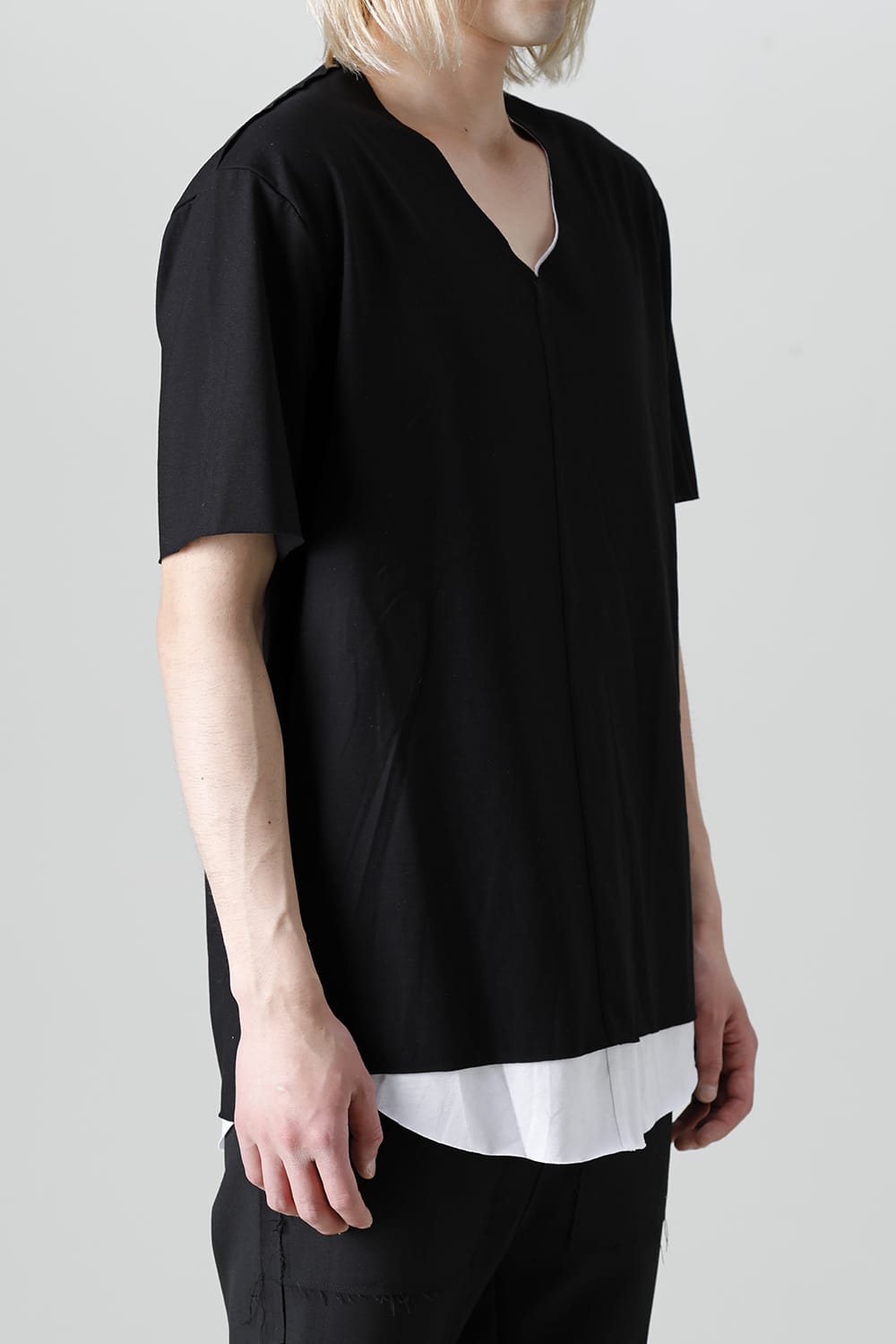 Layered Cutsew 6th(V-Neck Oversize) Black/White