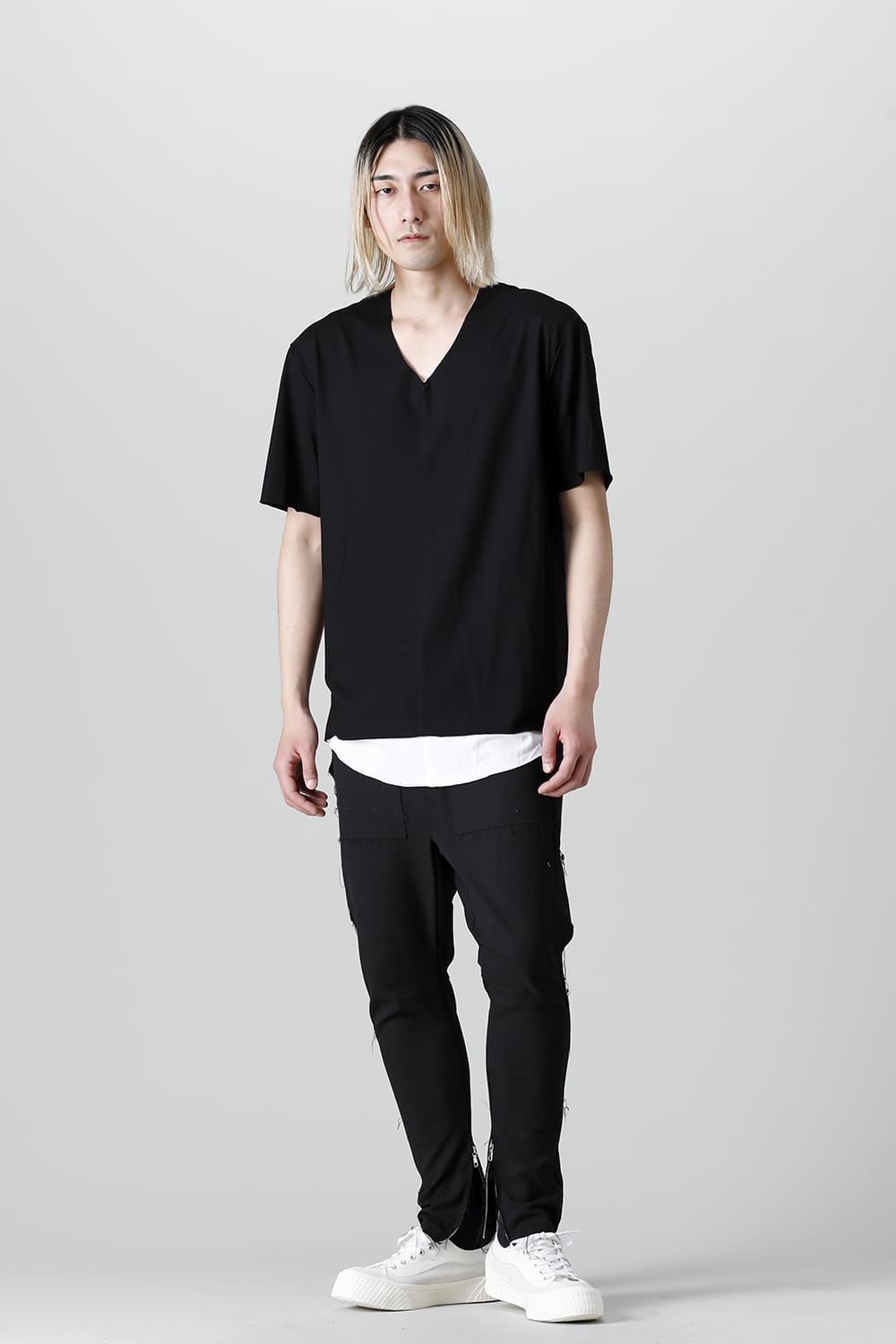 Layered Cutsew 6th(V-Neck Oversize) Black/White
