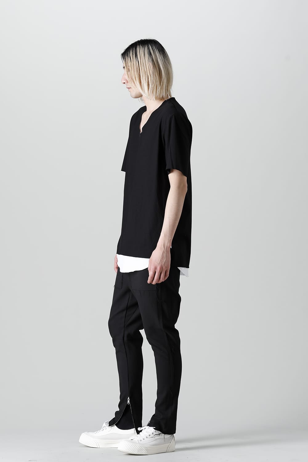 Layered Cutsew 6th(V-Neck Oversize) Black/White