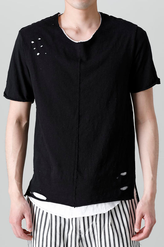 Layered Cutsew 5th C-Neck Broken Black/White