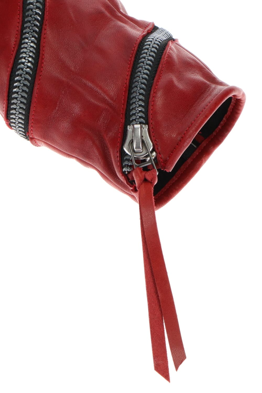 Horse Leather Spiral ZIP Gloves Red