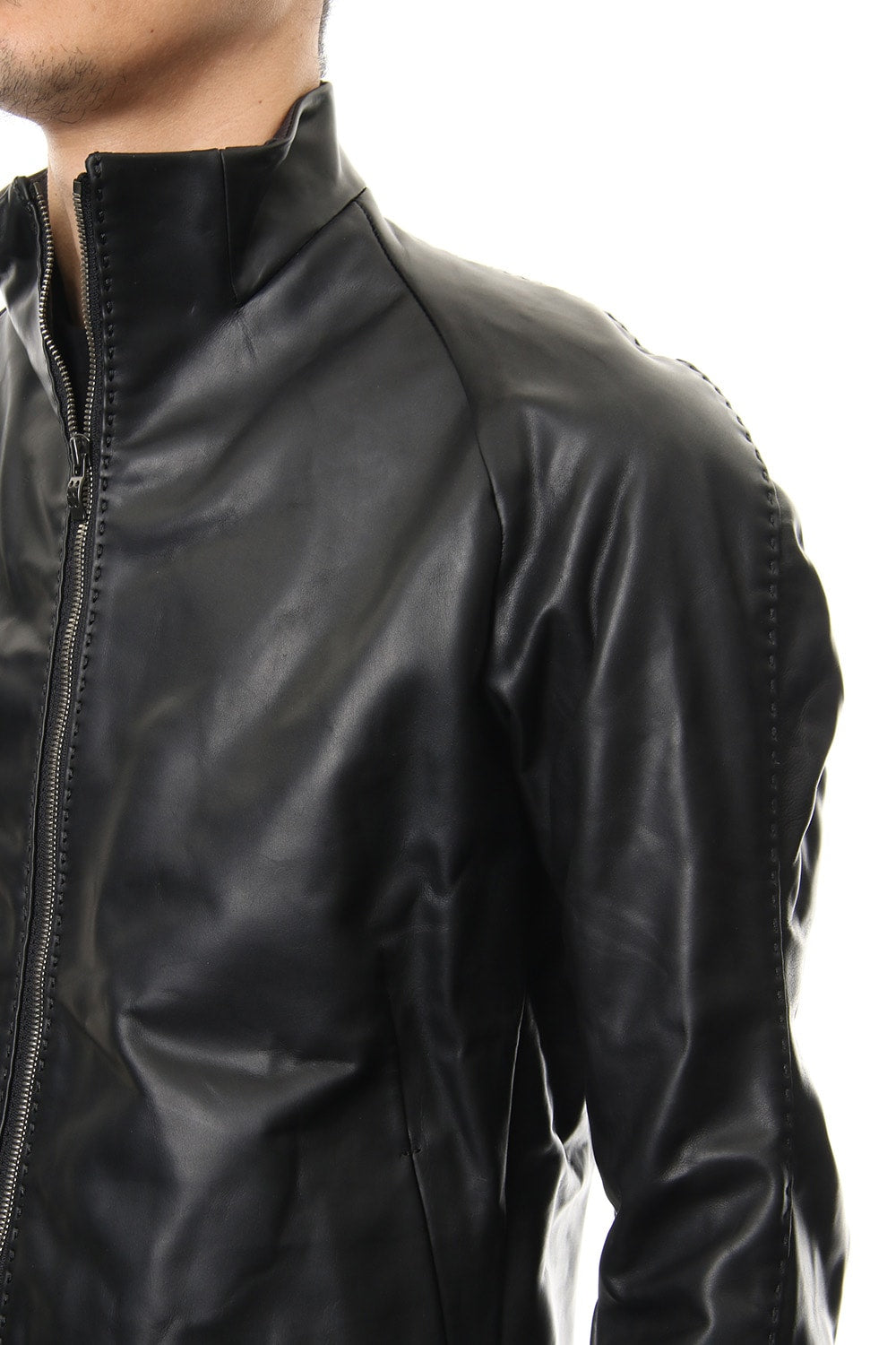 High Neck Jacket Calf Leather