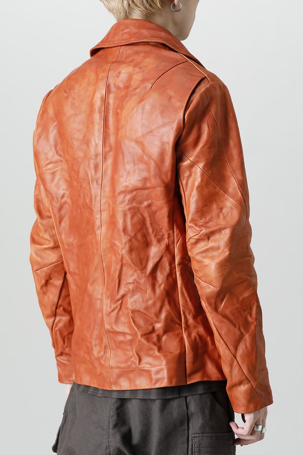 GUIDI Calf Leather Double Riders Jacket Antique