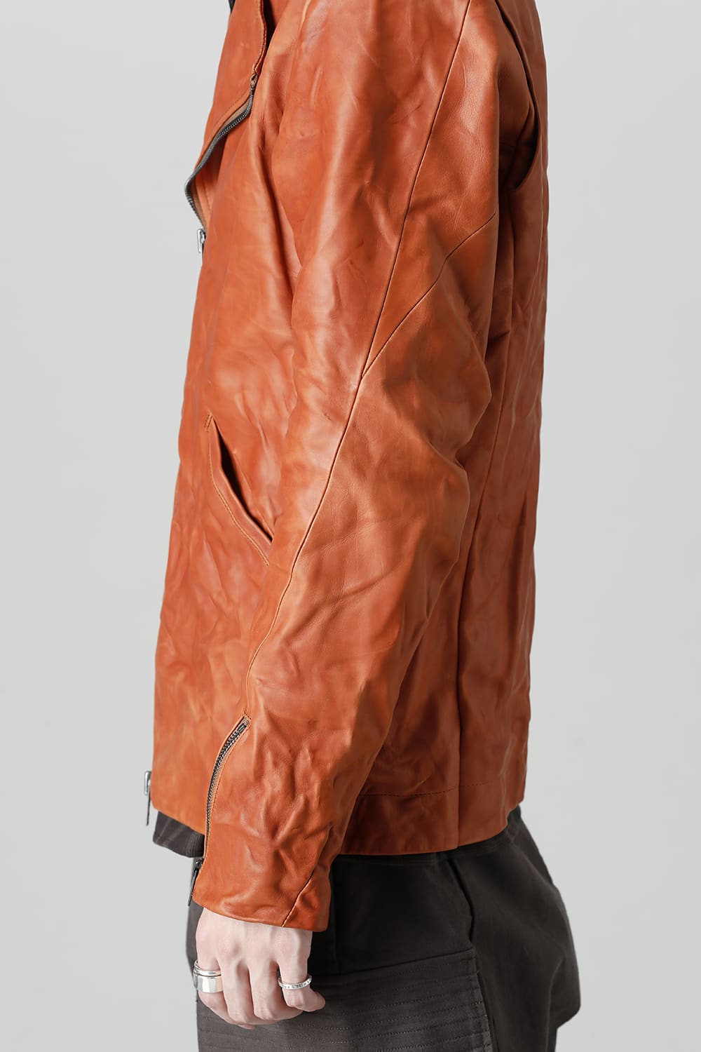 GUIDI Calf Leather Double Riders Jacket Antique