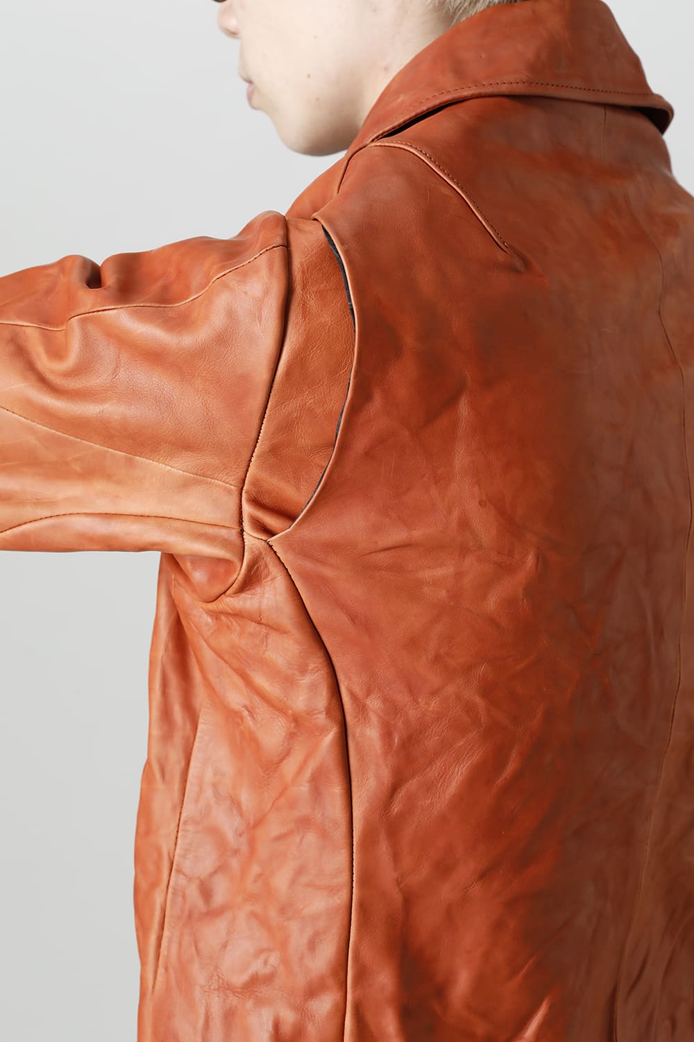 GUIDI Calf Leather Double Riders Jacket Antique