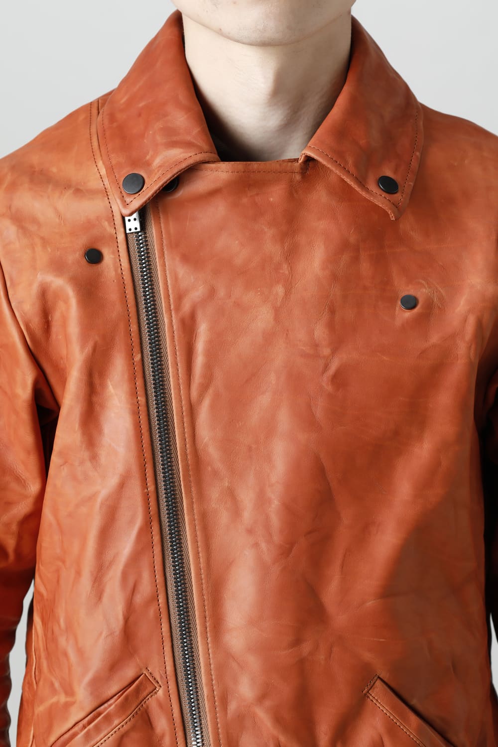 GUIDI Calf Leather Double Riders Jacket Antique