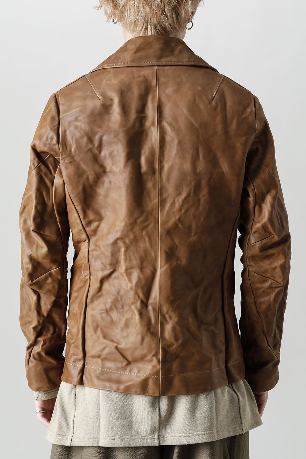 GUIDI Calf Leather Double Riders Jacket Beige