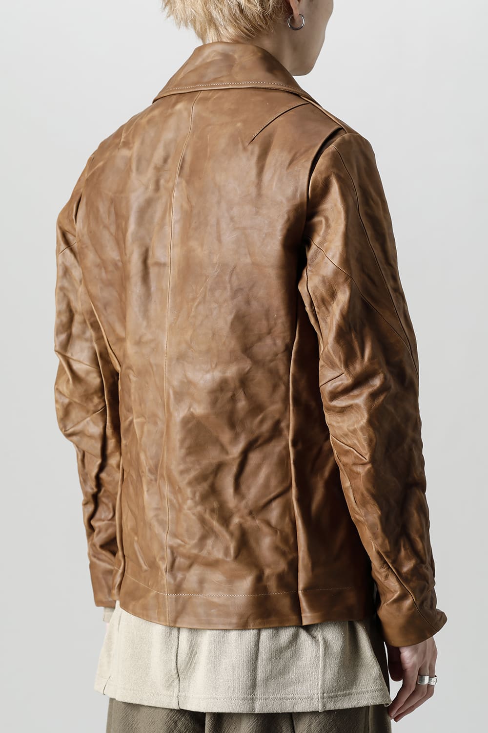GUIDI Calf Leather Double Riders Jacket Beige