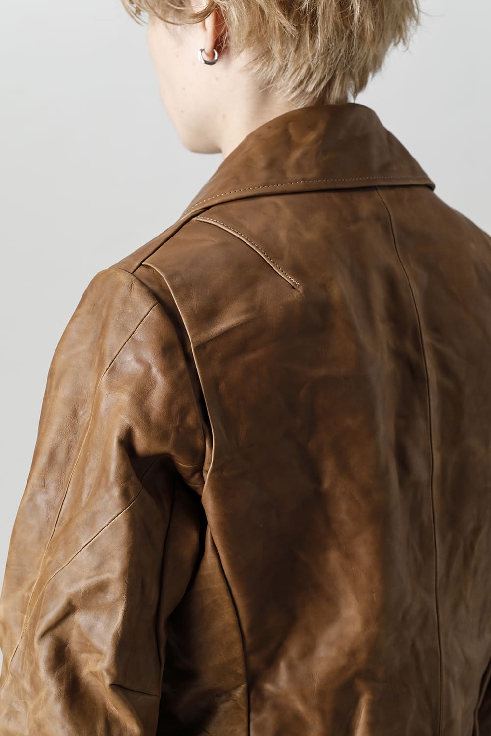 GUIDI Calf Leather Double Riders Jacket Beige
