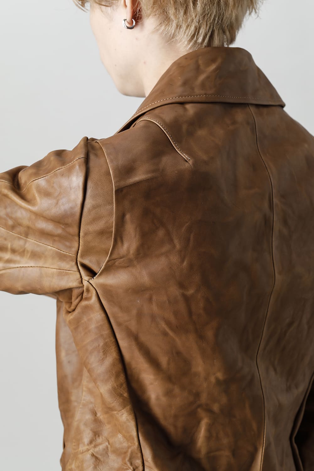 GUIDI Calf Leather Double Riders Jacket Beige