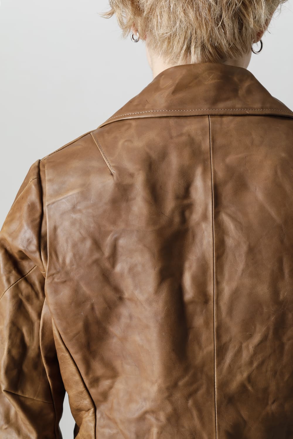 GUIDI Calf Leather Double Riders Jacket Beige