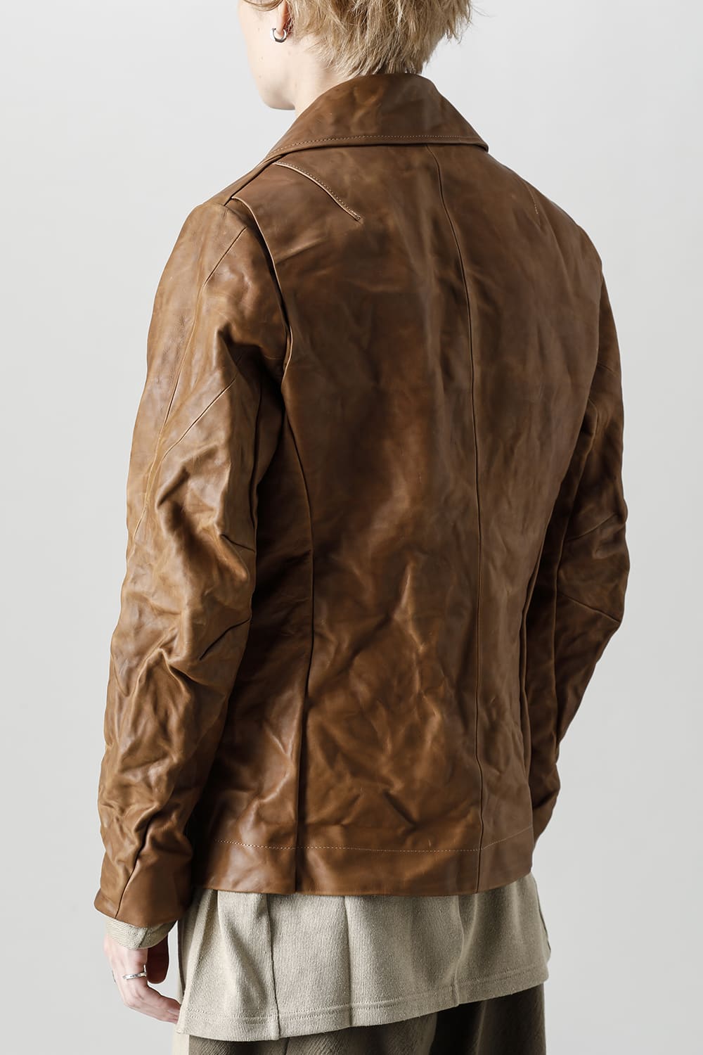 GUIDI Calf Leather Double Riders Jacket Beige