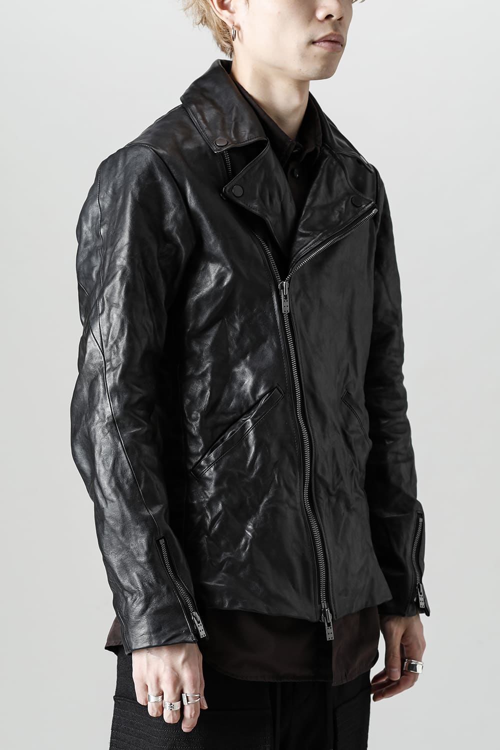 FASCINATE Limited GUIDI Horse Leather Double Riders Jacket Black