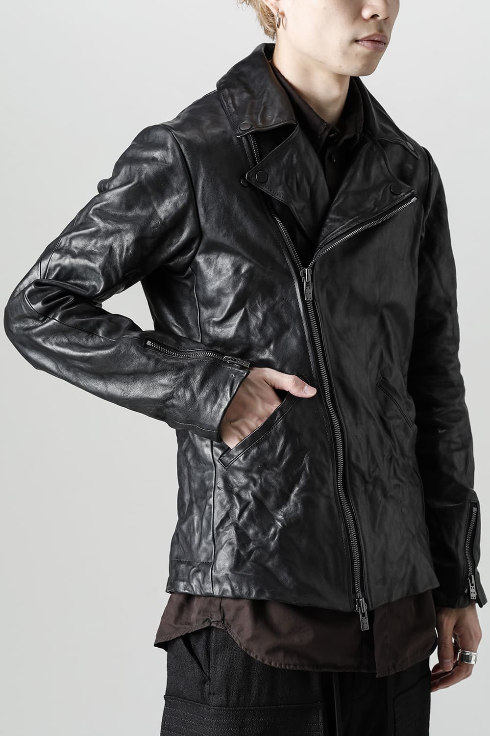 FASCINATE Limited GUIDI Horse Leather Double Riders Jacket Black
