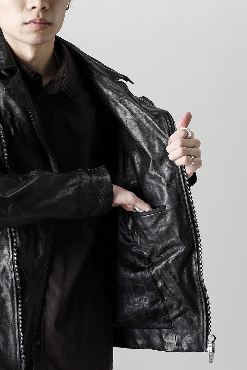 FASCINATE Limited GUIDI Horse Leather Double Riders Jacket Black