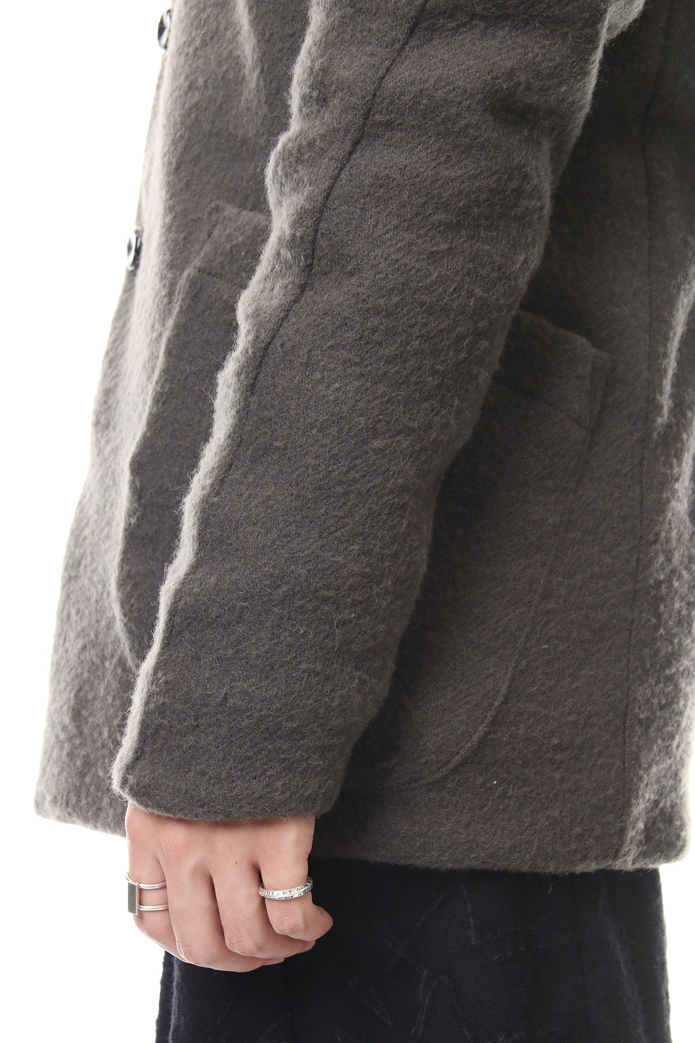 Coat Camel / Linen & Rex Rabbit Fur