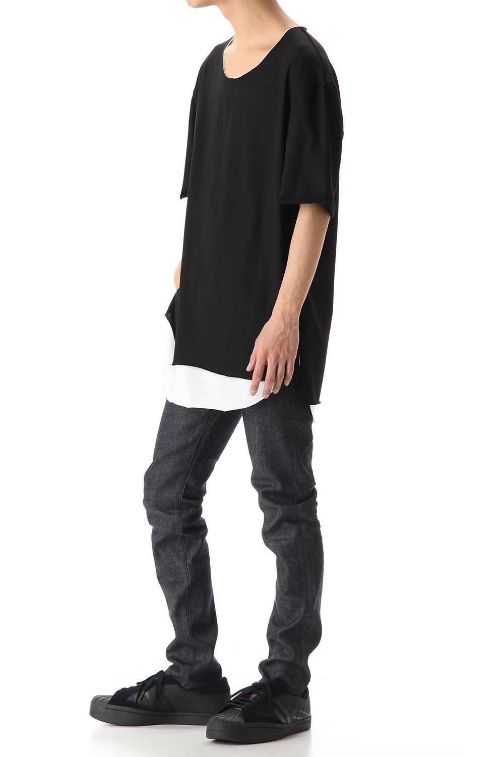 Oversized Layered Cutsew -  Black / White