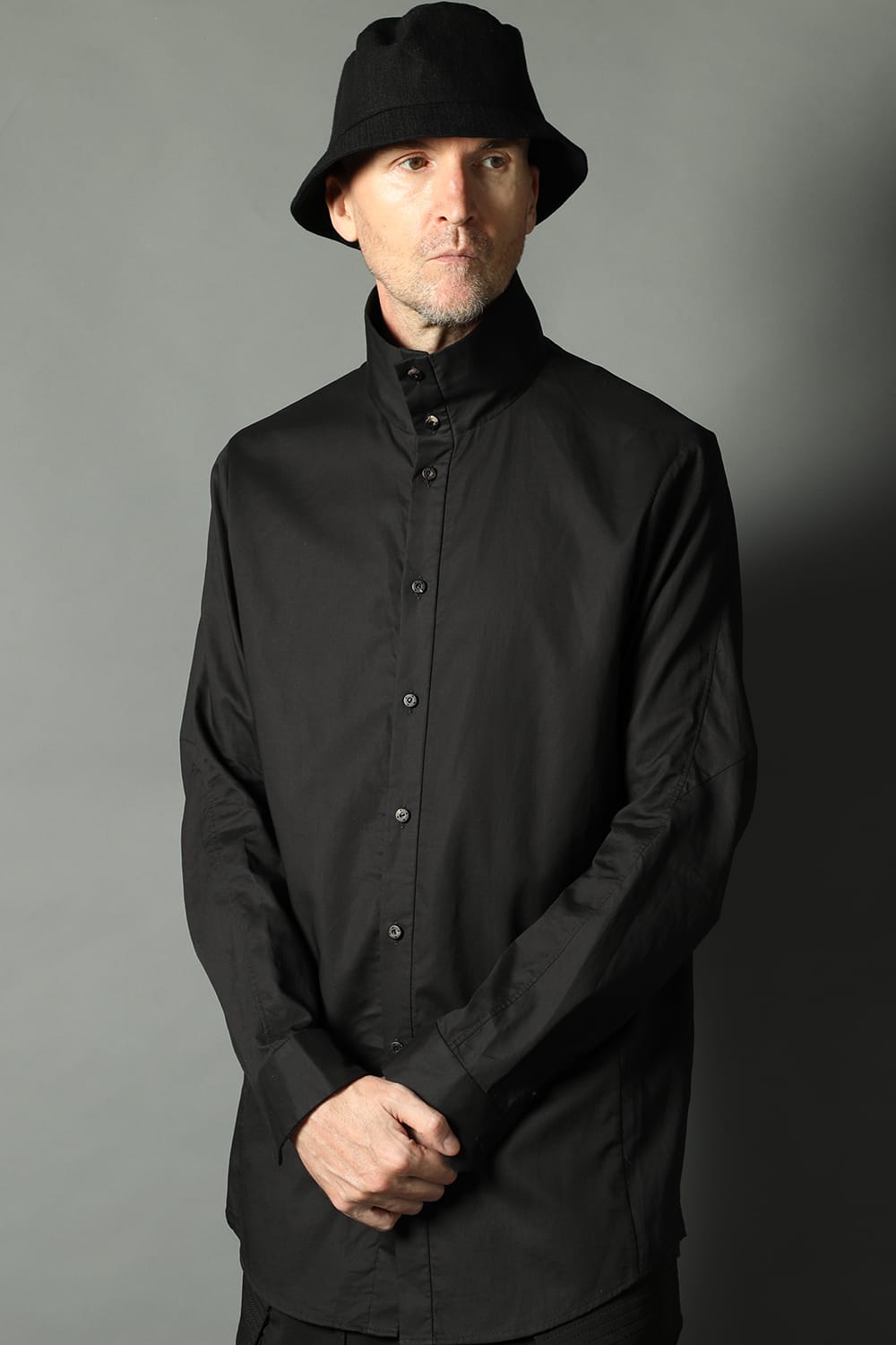 Hight neck shirt 200/2 cotton double weave  Black