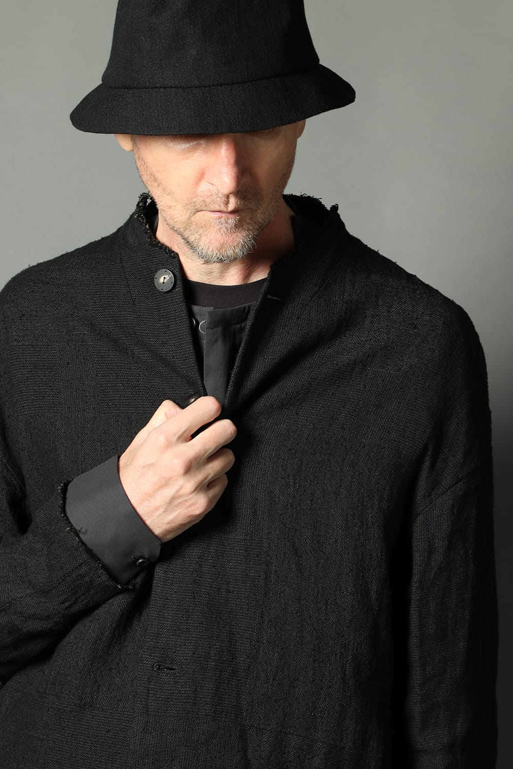 Jacket silk linen crazy check  Black