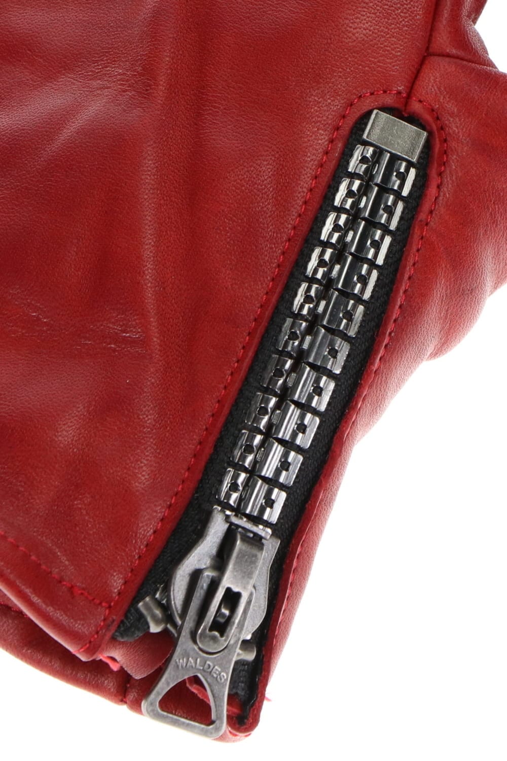 Horse Leather Nail ZIP Gloves Red