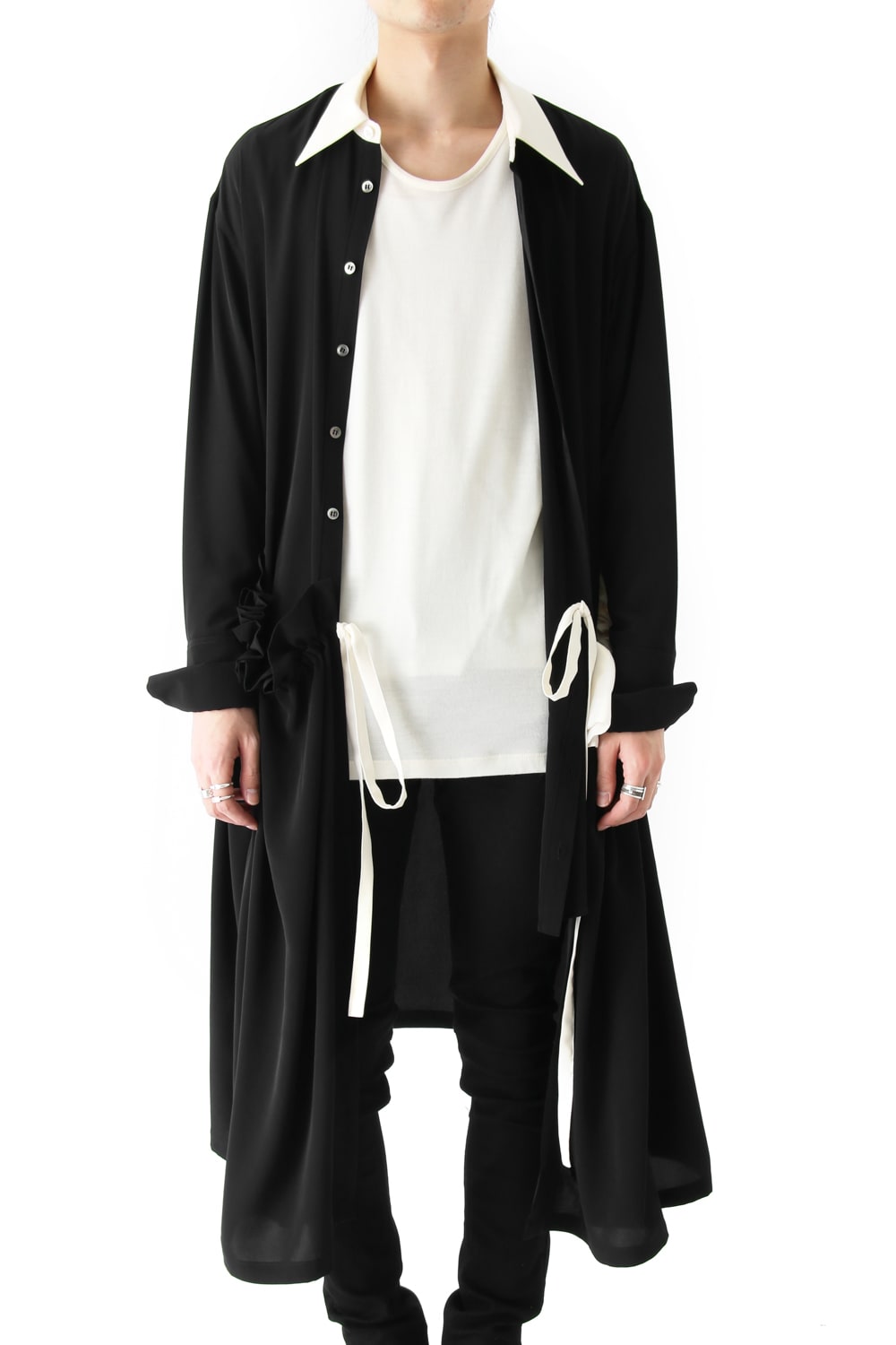 LAMBERT CREPE DE CHINE WRAP SHIRT UNSEX (BLACK)