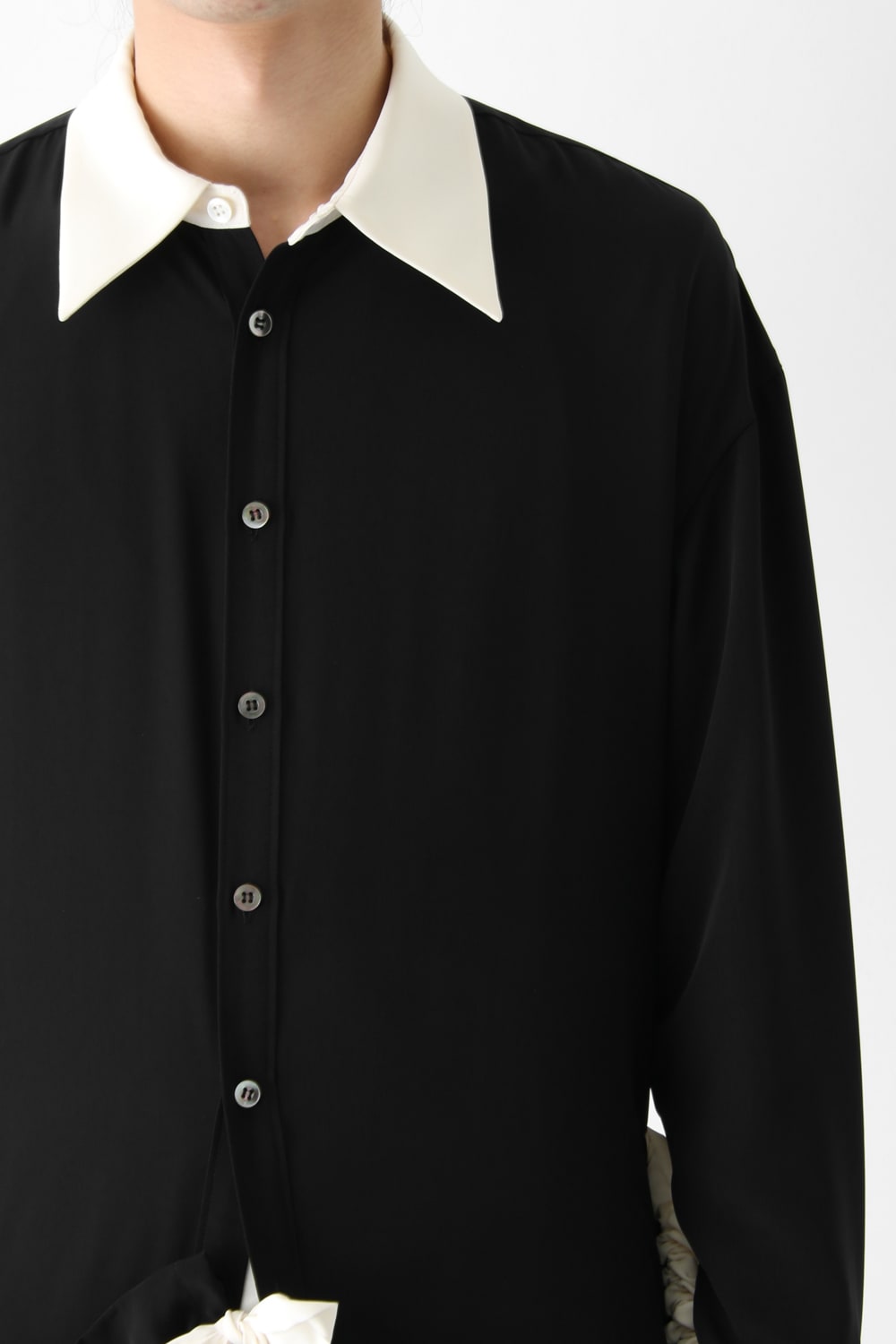 LAMBERT CREPE DE CHINE WRAP SHIRT UNSEX (BLACK)