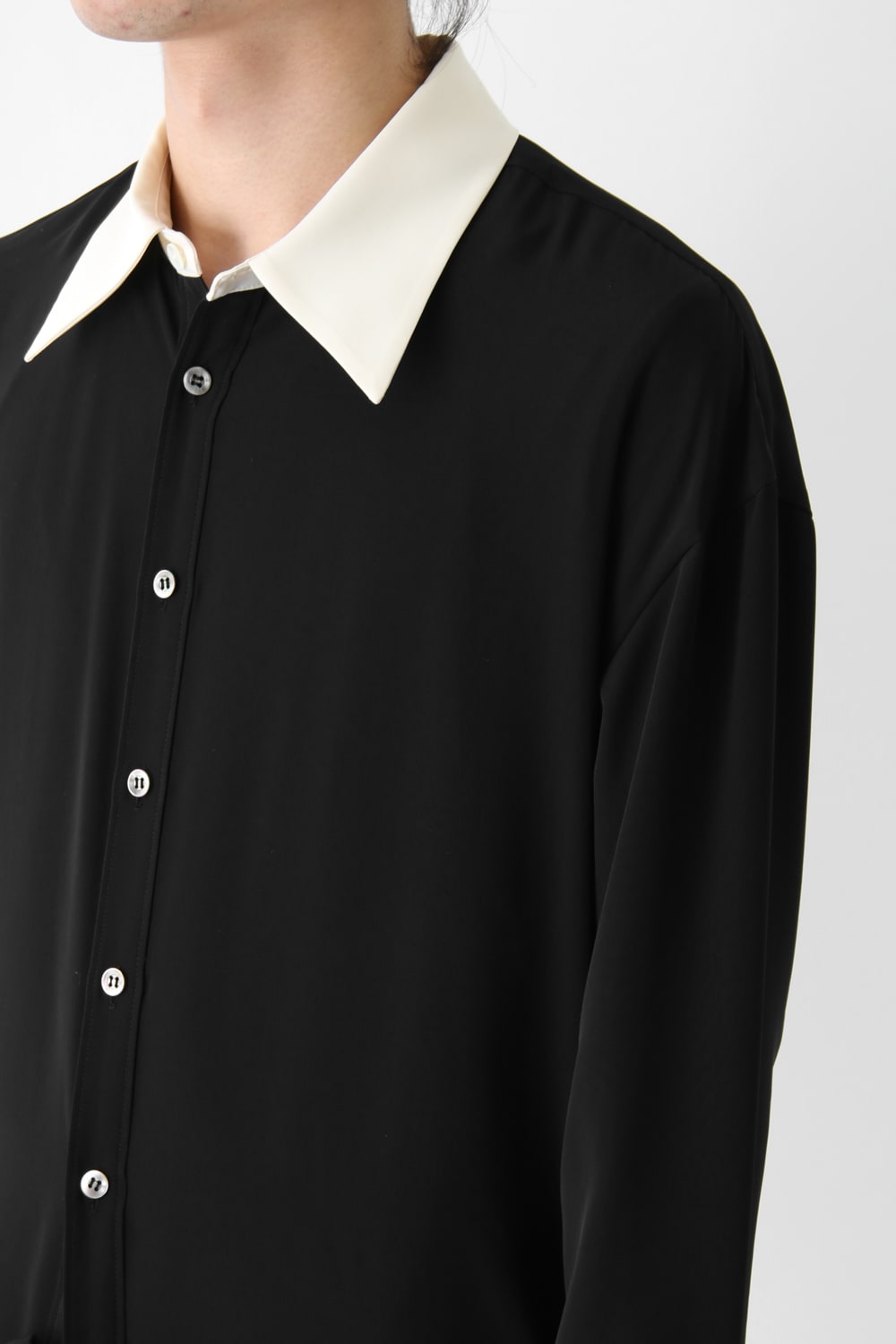 LAMBERT CREPE DE CHINE WRAP SHIRT UNSEX (BLACK)