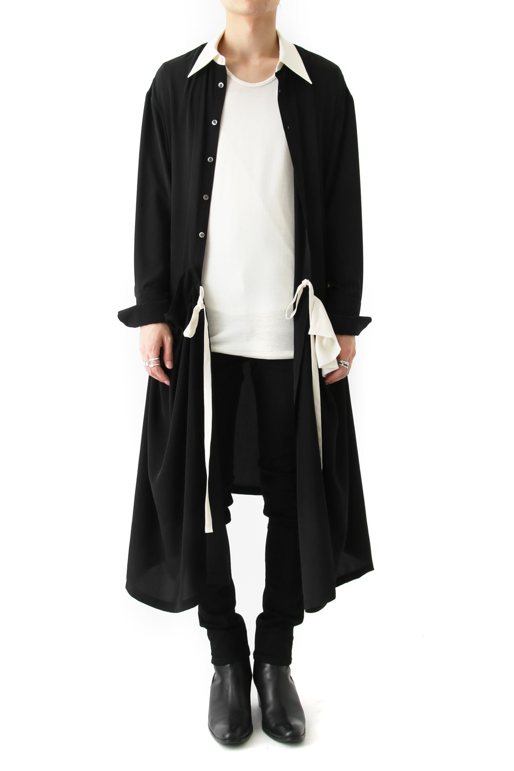 LAMBERT CREPE DE CHINE WRAP SHIRT UNSEX (BLACK)