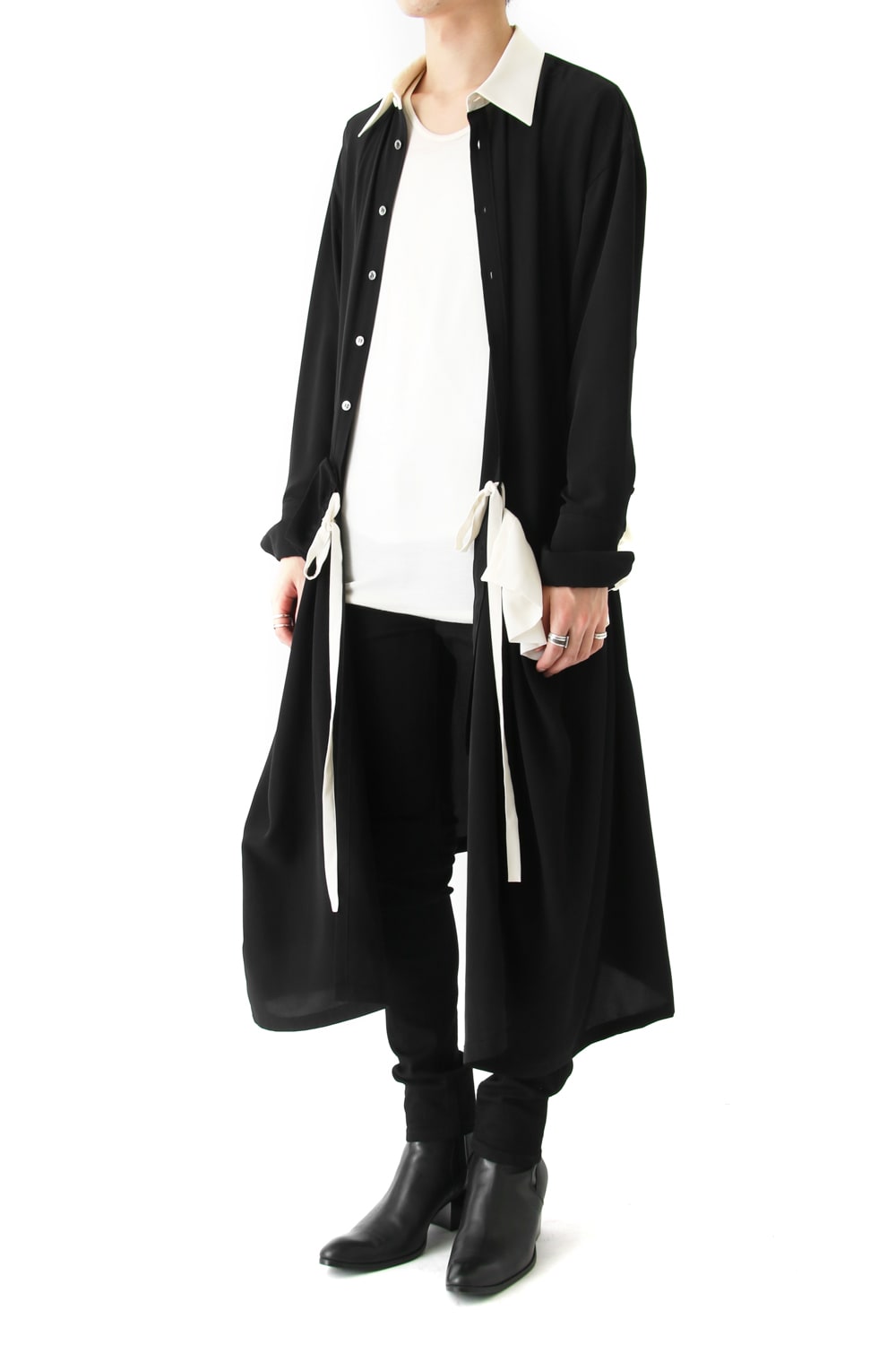 LAMBERT CREPE DE CHINE WRAP SHIRT UNSEX (BLACK)