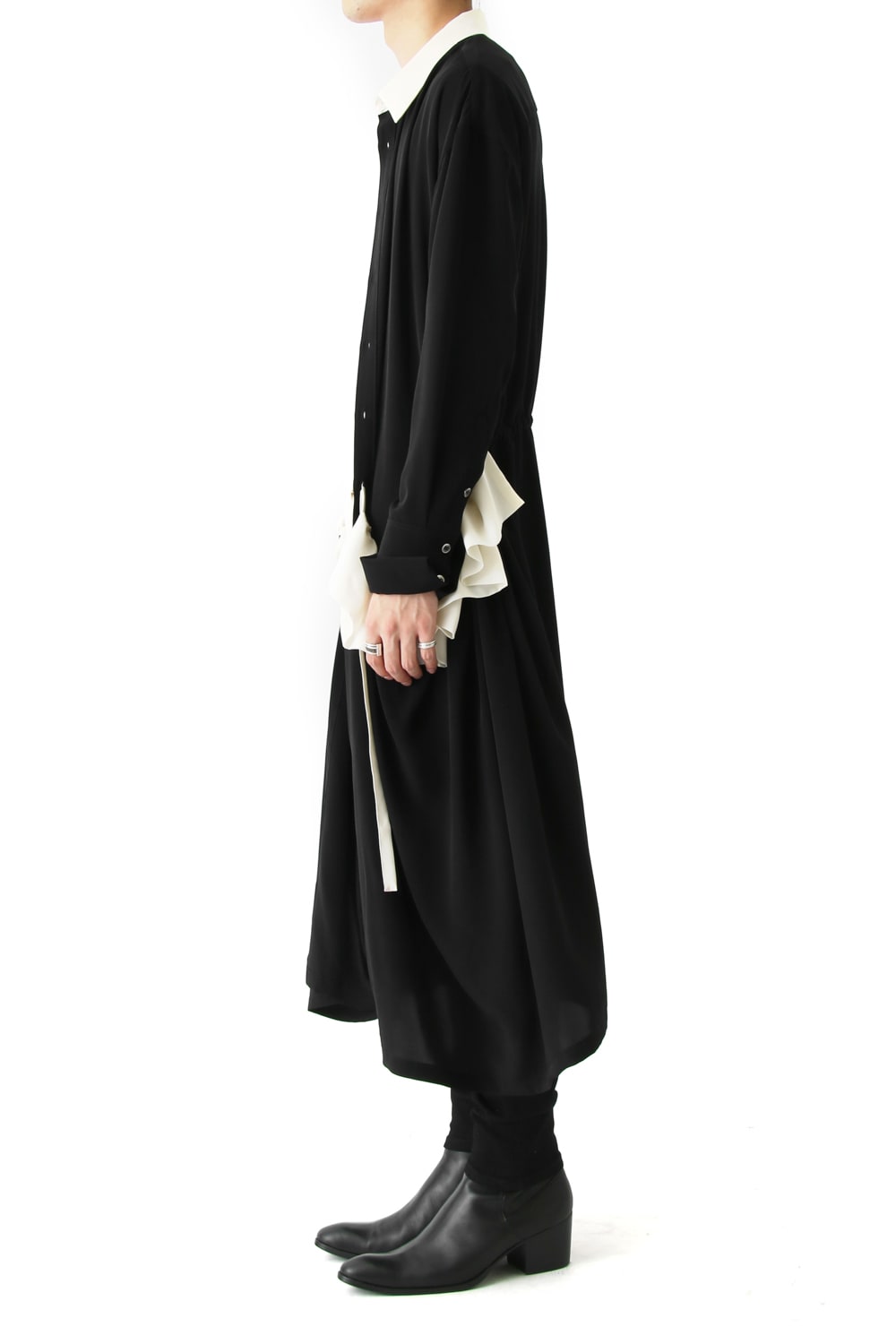 LAMBERT CREPE DE CHINE WRAP SHIRT UNSEX (BLACK)