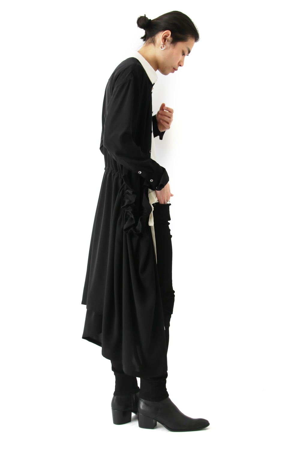 LAMBERT CREPE DE CHINE WRAP SHIRT UNSEX (BLACK)