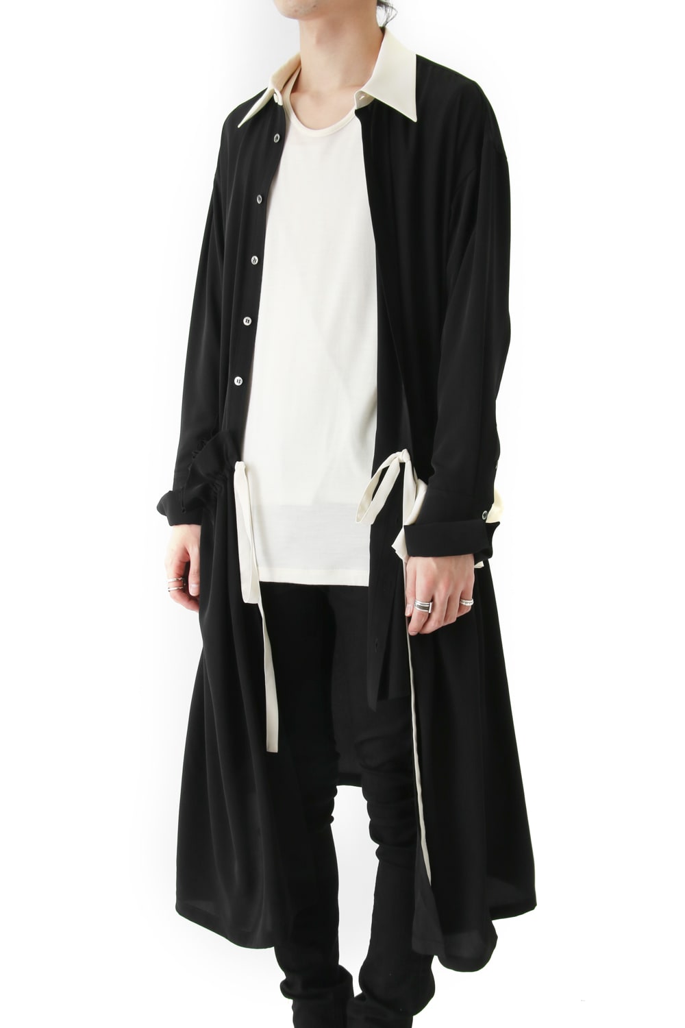 LAMBERT CREPE DE CHINE WRAP SHIRT UNSEX (BLACK)