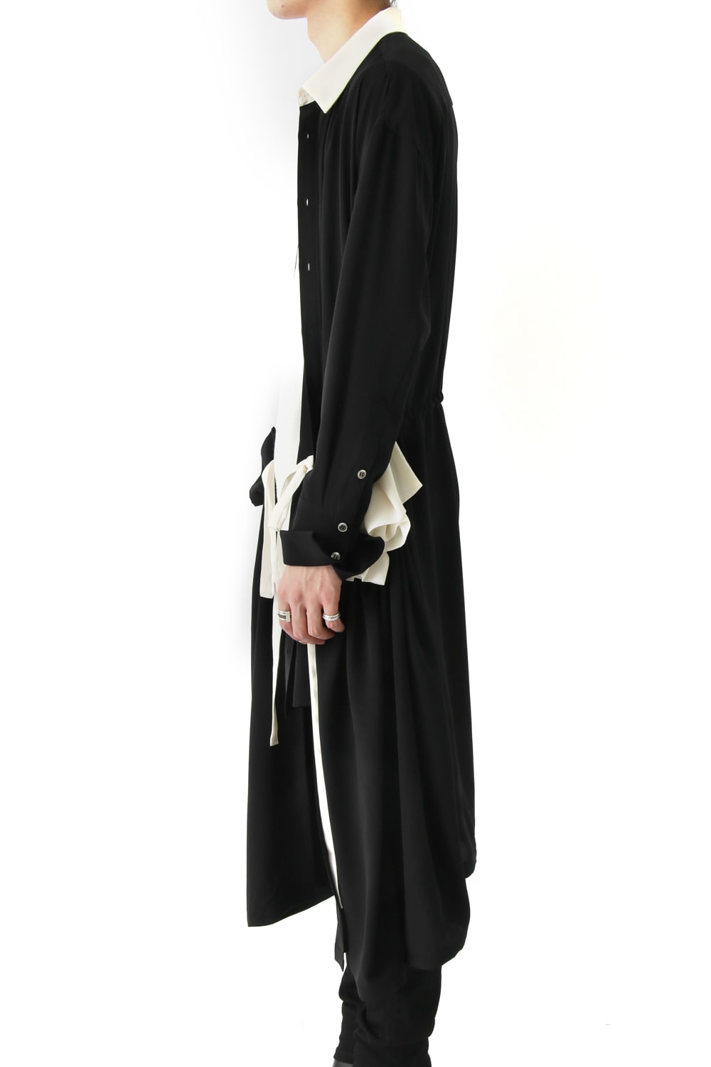 LAMBERT CREPE DE CHINE WRAP SHIRT UNSEX (BLACK)