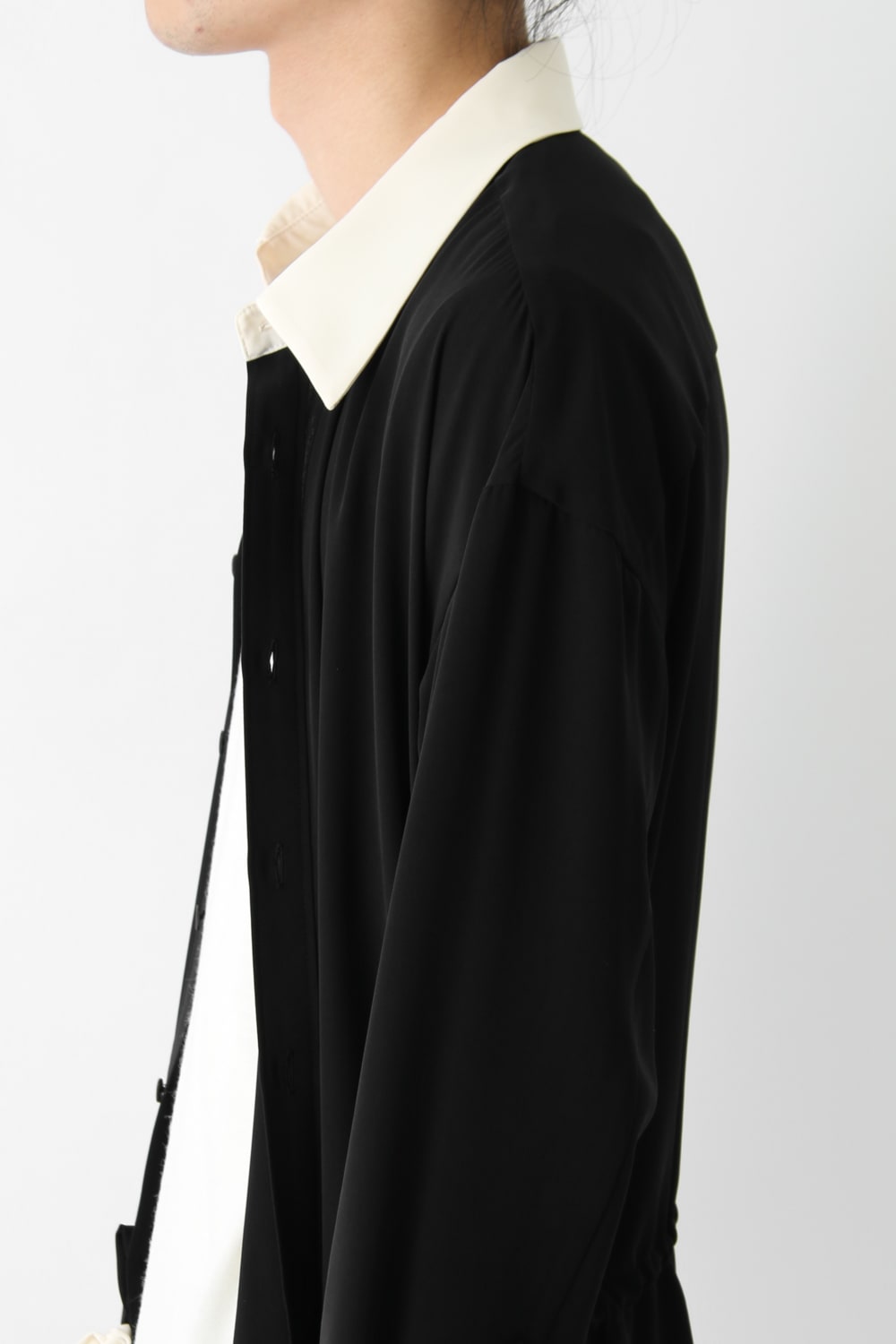 LAMBERT CREPE DE CHINE WRAP SHIRT UNSEX (BLACK)
