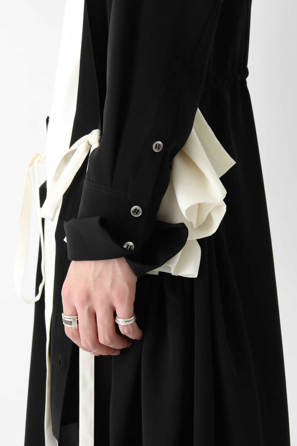 LAMBERT CREPE DE CHINE WRAP SHIRT UNSEX (BLACK)