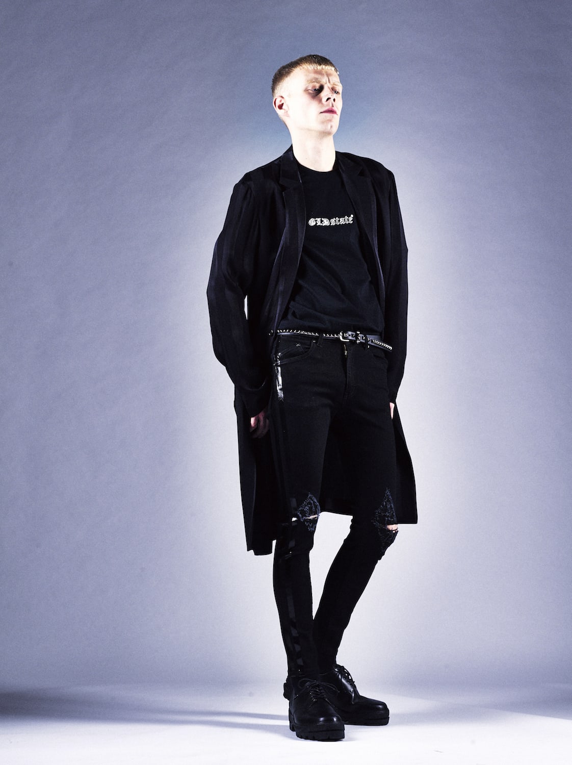 GLD state out line print T-shirt (regular) Black