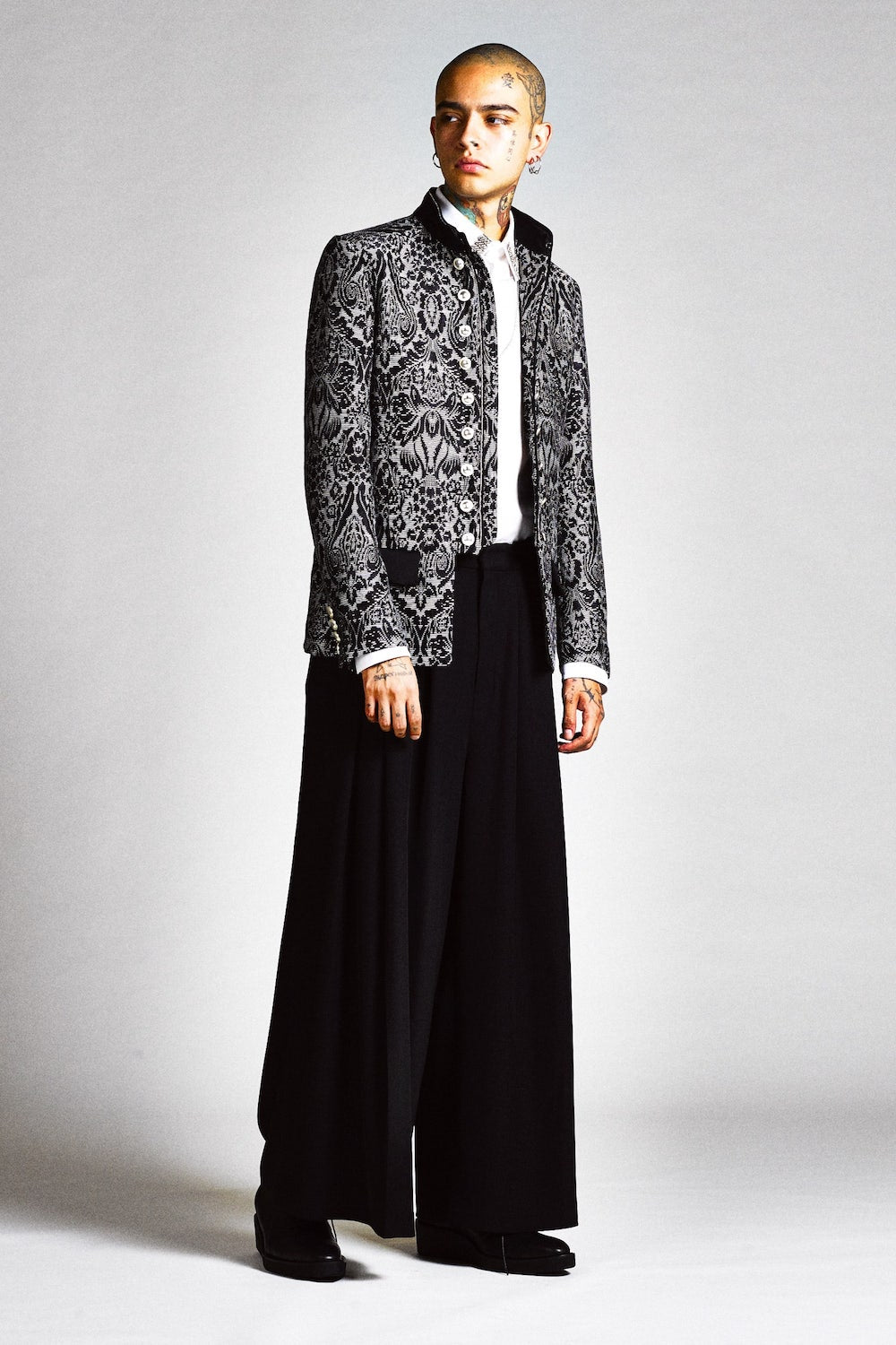 Dry Georgette Stretch Tuck Wide Pants